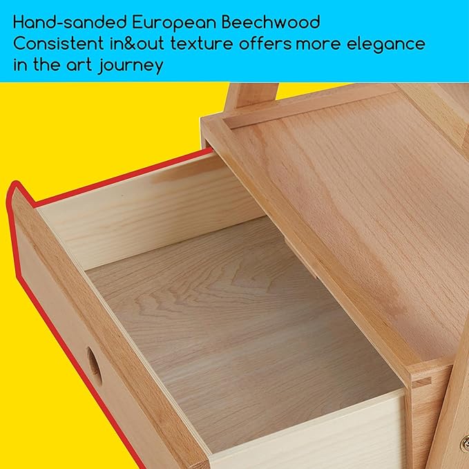MEEDEN Painting Easel with Storage Drawer, Studio H-Frame Easel- Adjustable (60"~75") Solid Beech Wood Easel Stand for Painting for Adults, Holds Canvas Art up to 35",Natural