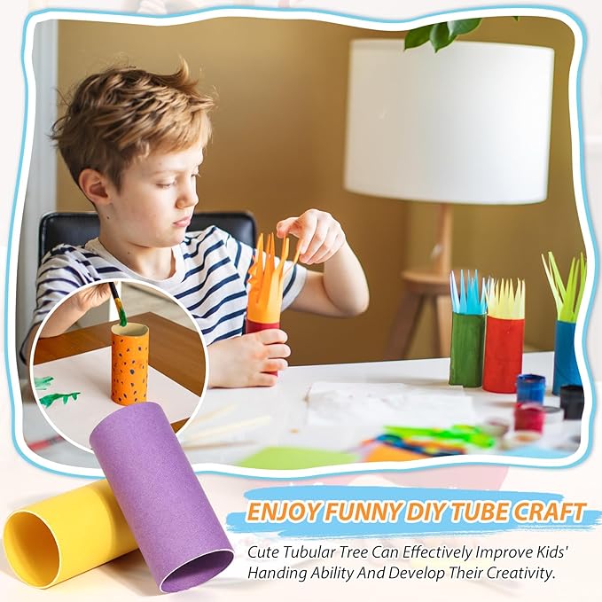MAPVOLUT 70 Pack Colorful Craft Tubes - 1.5x3.4 Inch Heavy-Duty Cardboard Tubes for DIY Crafts, Art Projects & Holiday Decorations | Premium Kraft Paper Tubes for Teachers & Artists