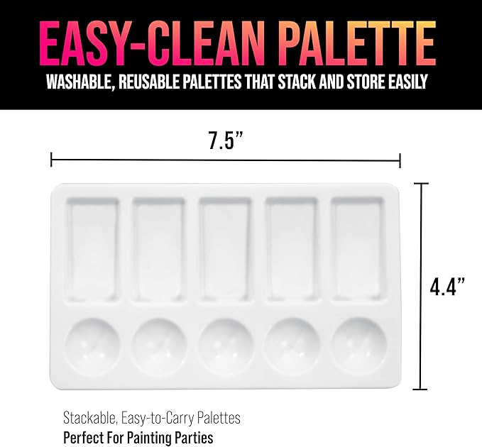 U.S. Art Supply 10-Well Plastic Rectangular Artist Painting Palette - Paint Color Mixing Tray - Art Students, Classroom, Craft Projects, Fun Parties, Events - Brush Mix Acrylic, Oil, Watercolor