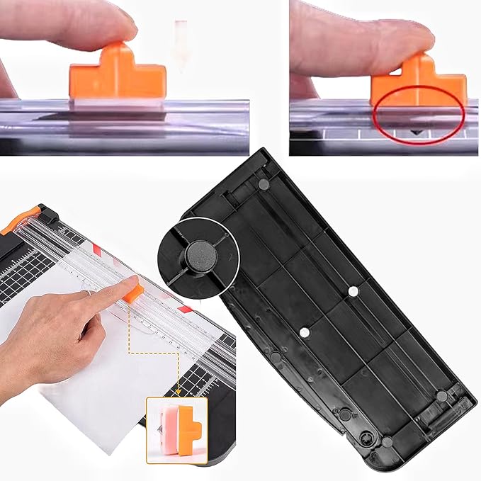A4 Paper Cutter Paper Trimmer Portable Paper Slicer, 12 Inch Titanium Scrapbooking Tool with 3pcs Replacement Blades with Safeguard Side Ruler for Craft Paper, Coupon, Label and Cardstock