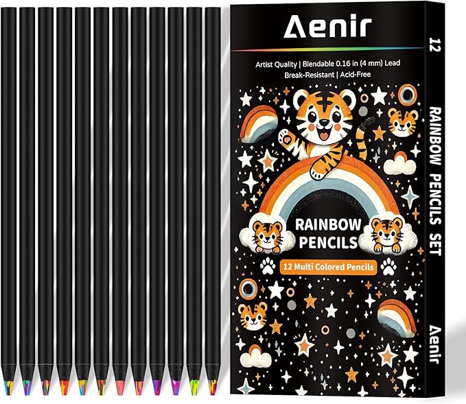 Stocking Stuffers Art Supplies,12 Colors Rainbow Pencils, Multi Colored Pencils Set for Adult Coloring, Professional Art Supplies for Artists, Perfect Easter Basket Stuffers & Gifts.