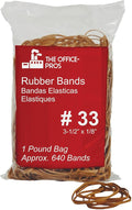 #33 Rubber Bands, All Purpose Rubber Bands, Natural Crepe, Approximately 640 Rubber Bands Per Bag, Rubber Band Measurements: 3-1/2" x 1/8'' - 1 Pound Bag