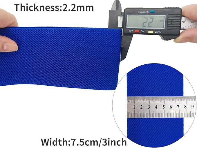 Royal Blue Wide Knit Elastic Band for Sewing 3 inch 5yards Double-Side Twill Woven Elastic Heavy Stretch Elastic Spool Band for Sewing Pants Waist-Wigs-Skirts-Craft-DIY Projects