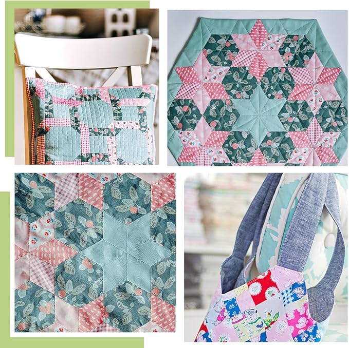 FREEBLOSS 60pcs Cotton Floral Fabric Bundle: 15 Different Patterns, Pre-Cut Quilt Squares, Green (with multiple colors in patterns)