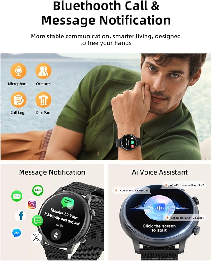 Hwagol Smart Watches for Women Android Phones iPhone Compatible(Bluetooth Call),1.39'' Round Fitness Tracker Heart Rate/SpO2/Sleep Monitor,100+Sport Modes Pedometer