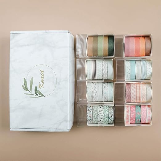 Knaid 40 Rolls of Slim Washi Tape Gift Box Set, Decorative Paper Tapes 10 mm Wide for Scrapbooking, DIY Arts and Crafts, Bullet Journal, Planner, Junk Journal, Notebooks (Pastel)