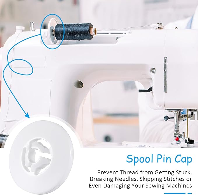 Waydress Spool Cap Sewing Machine Spool Pin Small Medium Large Replacement Cap Compatible with Brother Babylock Sewing and Embroidery Machines 45 35 and 25 mm White(9 Pieces)