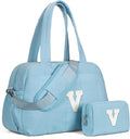 Christmas Gifts for Women-Duffle Bag, Weekender Bags for Girl，Gift for Mom-Initial Overnight Bag with Wet Pocket，Lightweight Dance Bags Personalized Gymnastics bag with Makeup Pouch