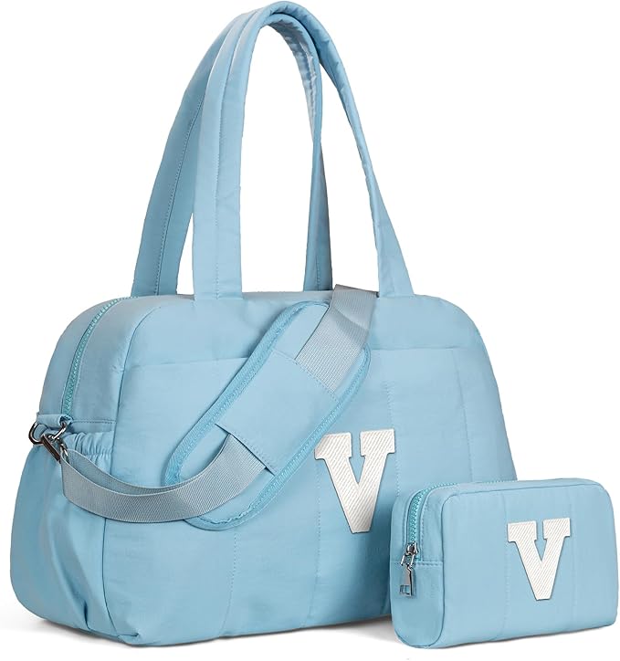 Christmas Gifts for Women-Duffle Bag, Weekender Bags for Girl，Gift for Mom-Initial Overnight Bag with Wet Pocket，Lightweight Dance Bags Personalized Gymnastics bag with Makeup Pouch