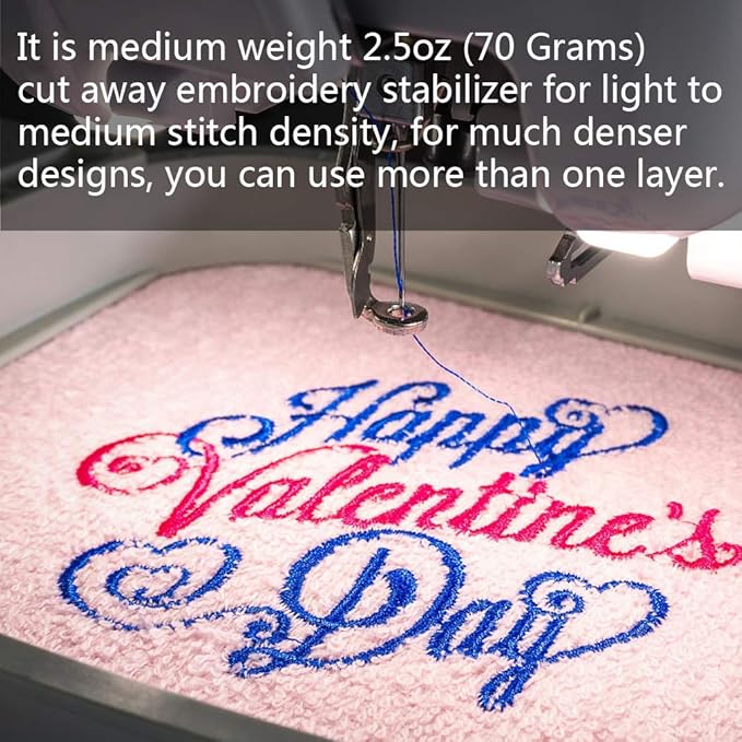 Cut Away Stabilizer for Embroidery Backing 10"x12" - 100 Sheets, Seneme 2.5oz Medium Weight Embroidery Stabilizer - Cut Away Embroidery Stabilizer for Machine and Hand Sewing - Fits 5"x7" Hoops