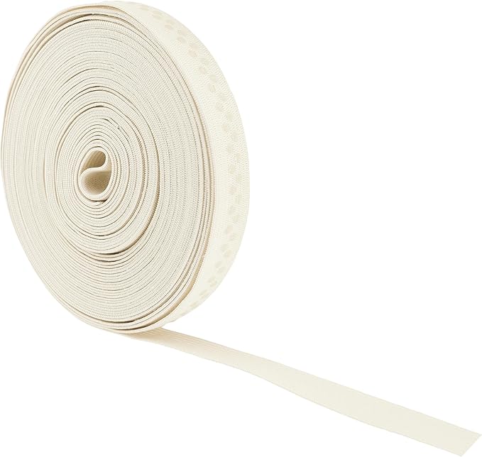 Mandala Crafts 0.5 Inch Elastic Silicone Gripper Tape for Clothing - 10 Yds Dotted Non Slip Elastic Band for Sewing - Off White Silicone Flat Fabric Stretchy Ribbon Straps