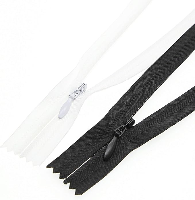 Leekayer 20" Invisible Nylon Zipper for DIY Tailor Sewing Craft 10 PCS/Pack (Black&White,20inch)