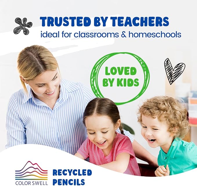 Color Swell - 12 Packs, 10 Recycled Pencils Per Pack (120 Total) - Bulk #2 Recycled Pencils, Non Toxic