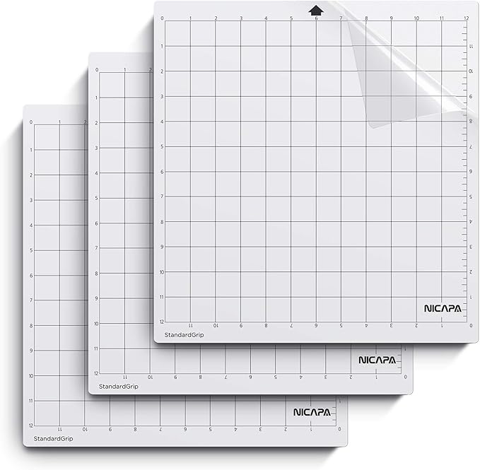 Nicapa StandardGrip Cutting Mat for Silhouette Cameo 4/3/2/1 (12x12 inch,3 pack) Standard Adhesive Sticky Quilting Cut Pads Replacement Accessories for Silhouette Cameo