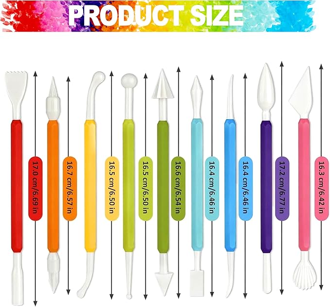 LINPHCEY 9PCS Clay Tools for Kids & Adults Air Dry Clay Tool Kit Plastic Clay Sculpting Tools Set for DIY Pottery, Modeling Molding Polymer Clay – Safe & Easy Grip for Beginners & Craft Lovers