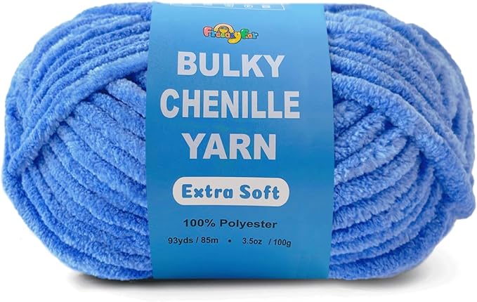 Soft Velvet Yarn Chenille Yarn for Crocheting and Knitting – Bulky (93 Yards/100g) - Polyester - Yarn for Blanket Amigurumi Weaving Crafts (Denim Blue, 1 Pack)