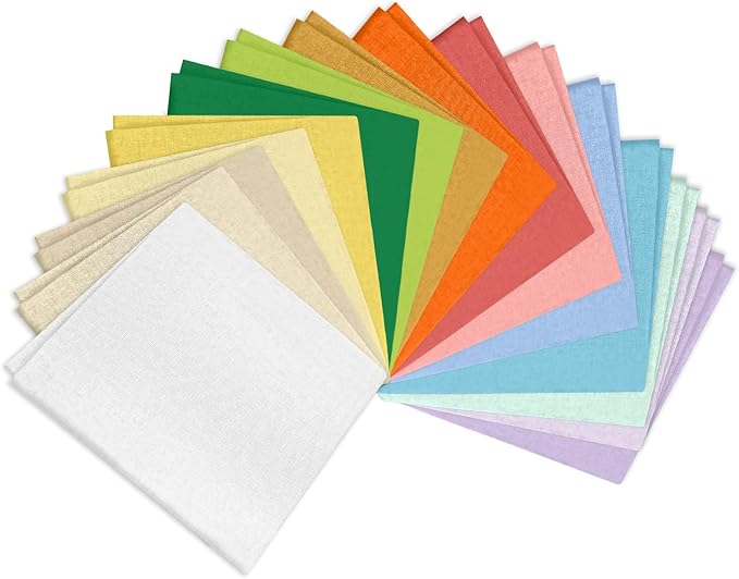 18 * 21inch Cotton Fabric Premium, Solid Precut Fabric Pure Quilting Fat Quarter Bundles Patchwork for Sewing DIY Craft (Colorful2, 16PCS)