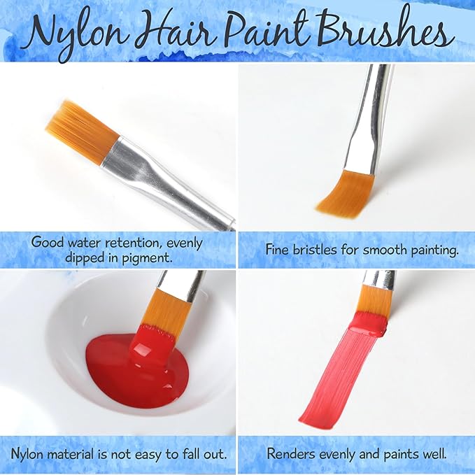 Paint Brushes Set for Acrylic Painting, 100 Pcs Flat Art Painting Brushes Acrylic Paint Brush, Nylon Paint Brush for Kids Adults Oil Watercolor Rock Painting Body Face Nail Art