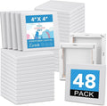 ESRICH Mini Canvases for Painting 4x4 Canvas Value Pack of 48PCS, 2/5In Thickness Small Canvas, Great for School Projects, Kids Birthday Party and Wall Decoration, White