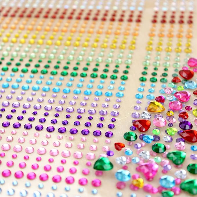 1610 Pcs Hair Gems Self Adhesive Rhinestones for Makeup Eyes 15 Colors Rainbow Rhinestones Face Jewels Face Gems Stick On, Heart Face Gems Bling Gems Jewels Stickers for DIY