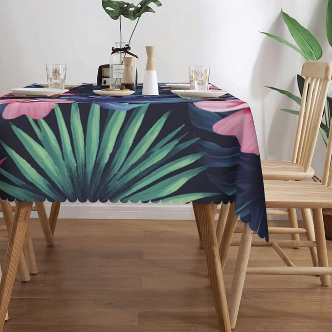 Tropical Rectangle Tablecloth Palm Leaf Summer Hawaiian Themed Leaves Table Cloth Dining Table Cover for Home Kitchen Restaurant Party Buffet Picnic 54 x 72 Inch