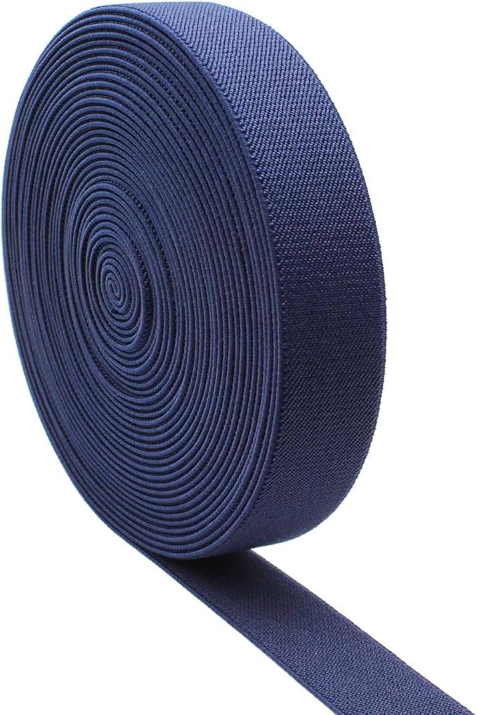 Dortrue 1 Inch 10 Yard Navy Blue Sewing Elastic Band Heavy Stretch High Elasticity Elastic Spool for Sewing Pants Waistband, Straps, Craft DIY Projects