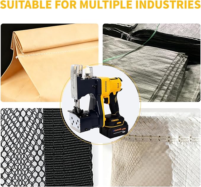 Cordless Bag Sewing Machine Includes 2×4000mAh Rechargeable Batteries,Take 2 Spools of Thread And 10 Needles,Portable Bag Closer Machine for Burlap Bag,Tote Bag,Grain Bag