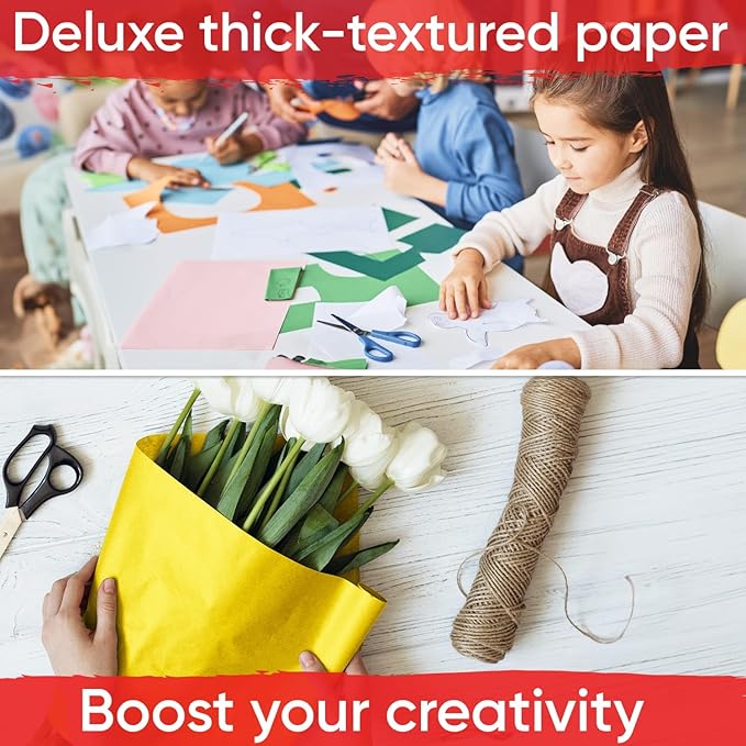 USA Made 48" x 1200" Yellow Kraft Paper Roll, 45 lbs Thickness, American Quality Colored Kraft Paper for School, Poster Arts, Crafts, Bulletin Board - Odorless, Non-Toxic, Safe for Kids