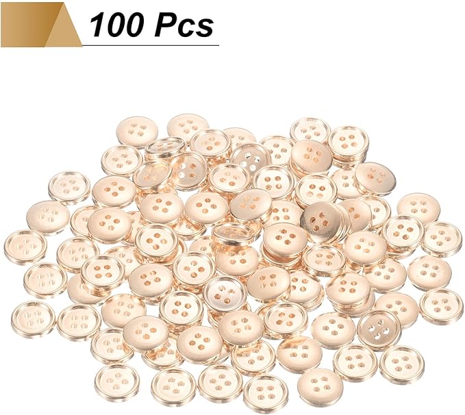 HARFINGTON 100pcs 20L Plastic Sewing Buttons 12.5mm 1/2" 4-Hole Round Replacement Craft Button for Coats Sewing Clothing and DIY, Rose Gold