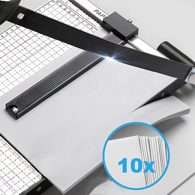 Paper Cutter for Cardstock Heavy Duty 12 inch, 12" Cut Length Guillotine Paper Trimmer for Cardstock Metal Base，for Home Office Classroom School, Pure White