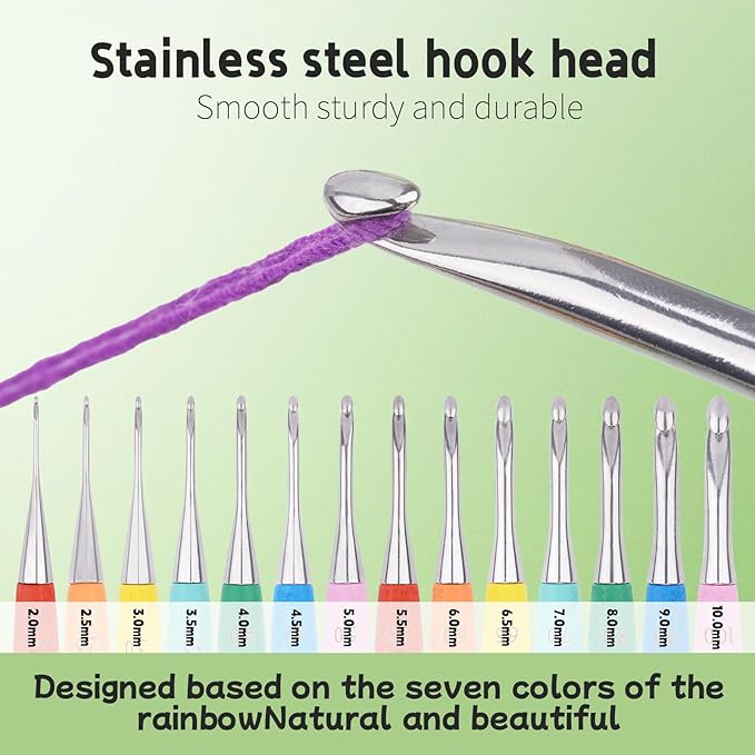 Crochet Hooks 4mm Crochet Hook Soft Lightweight Wood Ergonomic Handle and Stainless Steel Crochet Needles Tip (4 mm-G)