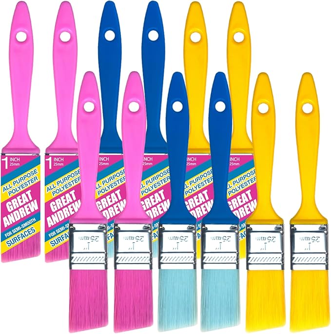 Angle sash Paint Brushes 1 Inch 12 Piece, Trim Paint Brush for Painting Acrylic Oil Crafts DIY, Walls,Touch Up,Trim Painting Supplies，Small Brushes