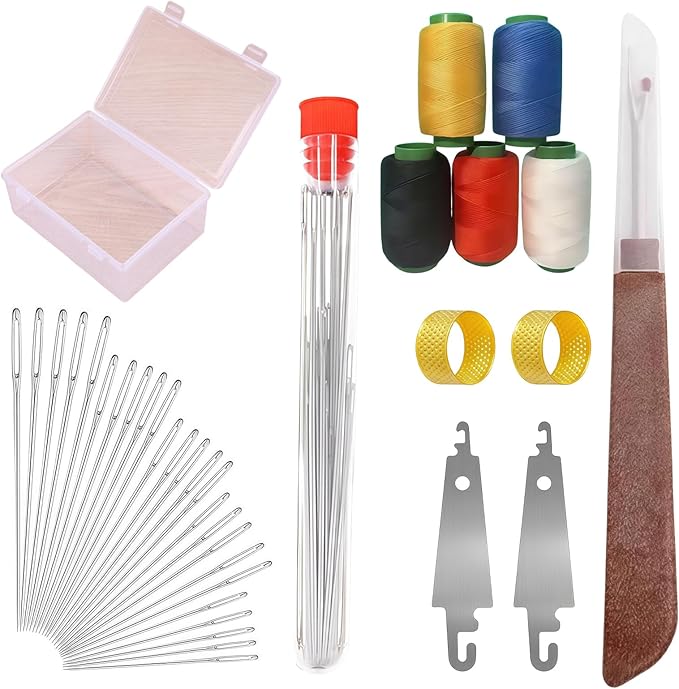 34PCS Big Eye Steel Needles Set, Long & Thin Handmade Quilting & Sewing Needles Kit for DIY Sewing Projects, with Storage Box, Seam Ripper, DIY Craft Kit for Beginners & Daily Use (1PCS)