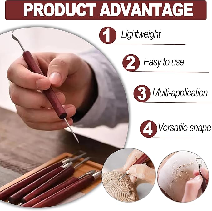 LINPHCEY 14-Piece Clay Sculpting Tools Set Perfect for Polymer Air Dry Modeling Clay Beginners & Professionals Ideal for DIY Pottery & Ceramics Tools for Clay Sculpey Sculpting & Crafting