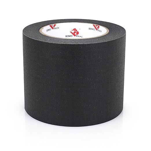 BOMEI PACK Wide Painters Tape 4 Inches x 55 Yards, Black Wide Masking Tape, 3D Printing Tape for Laser Cutting, 21-Day Clean Removal for Indoor and Outdoor Use