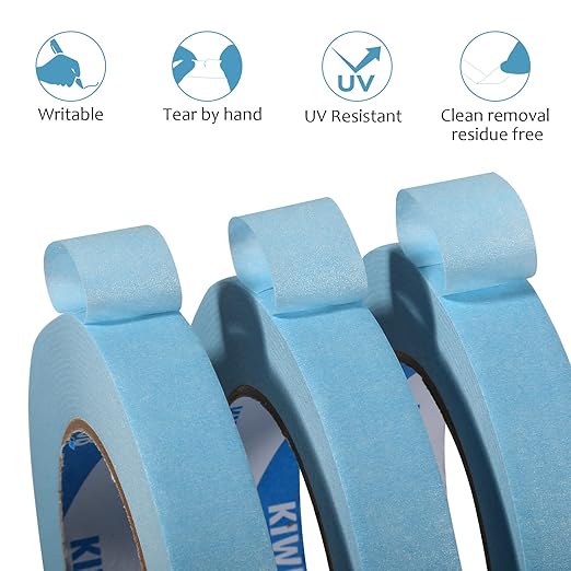 Light Blue Painters Tape,0.7" x 60 Yards x 3 Rolls (180 Yards Total) - Medium Adhesive Masking Tape for Painting,Labeling,DIY Crafting,Decoration and School Projects