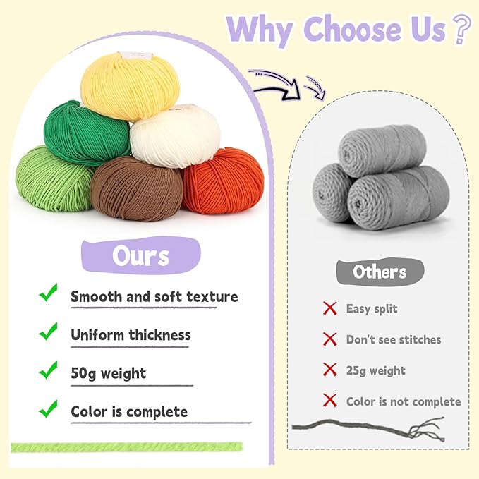 Katech Cotton Yarn for Crocheting-55% Cotton 45% Acrylic-4 Medium (Worsted)-Super Soft Milk Cotton Yarn-Great Crochet and Knitting Starter Kit for Colorful Craft（Beige）