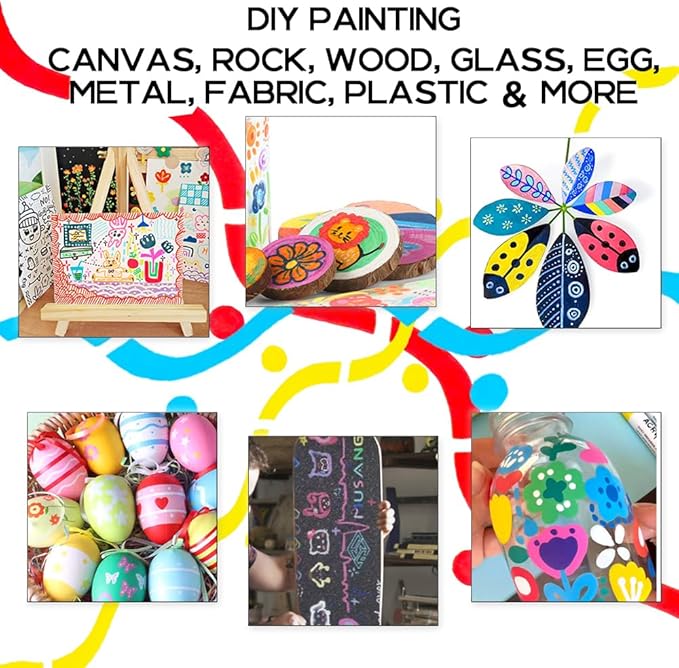 TRANSON 36 Colors Bold and Brush Dual-tip Acrylic Paint Marker Pen Set for Canvas Rock Wood Leather Ceramic DIY Painting