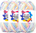 Velvet Chenille Yarn for Crocheting Macaron Velvet Fluffy Plush Thick Bulky Chunky Chenille Soft Baby Blanket Yarn for Crocheting Hand Knitting 3 * 100g-Macaron