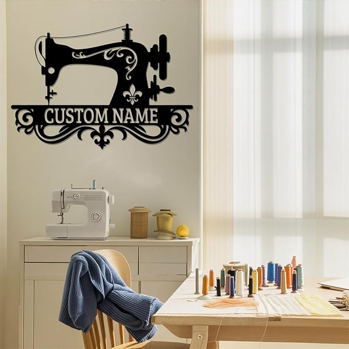 Personalized Sewing Machine Metal Sign, Vintage Quilting Room Craft Room Decor, Quilting Supplies Wall Art, Mother's Day Moms Grandmas Gift, Sewing Gifts for Quilters, Beginners, Sewing-lover