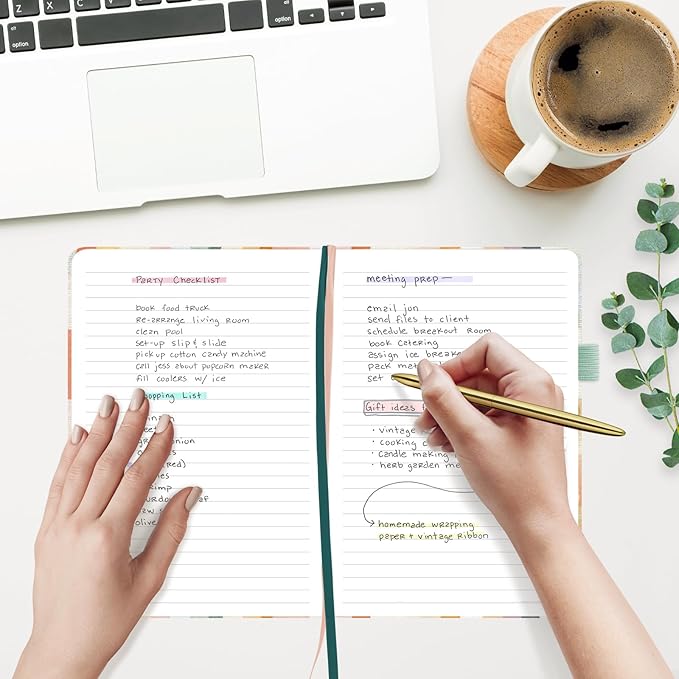 &And Per Se Lined Journal Notebook for Women&Men with Pattern, 160 Pages 100GSM Thick Paper, A5 Hardcover Journals for Writing, 5.7'' x 8'' (Colorful Stripes)
