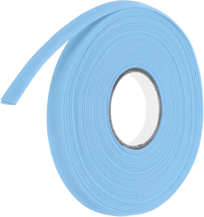 MECCANIXITY 2/5 Inch Double Fold Bias Tape Polyester Continuous Bulk Bias Tape for Sewing,Seaming Quilting Hemming Binding Crafts (Light Blue 10 Yards)