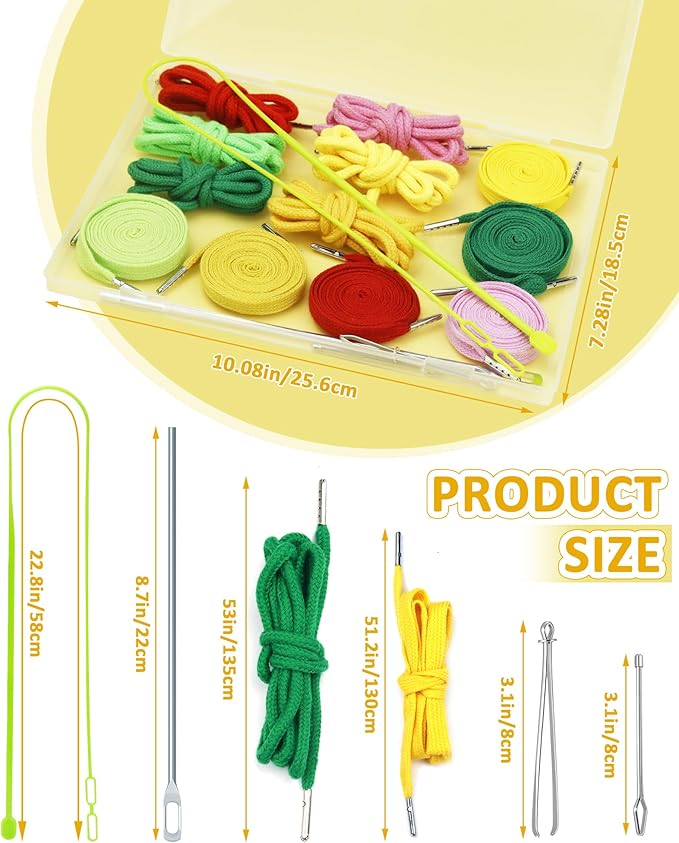 FIVEIZERO 16pcs Drawstring Cord Kit-12pcs Hoodie Strings (Flat & Round,6 Eye-catching Colors) with Drawstring Threader Tools,Bodkin,Rope Threader–Draw String Replacement for Pants,Shorts,Shoes