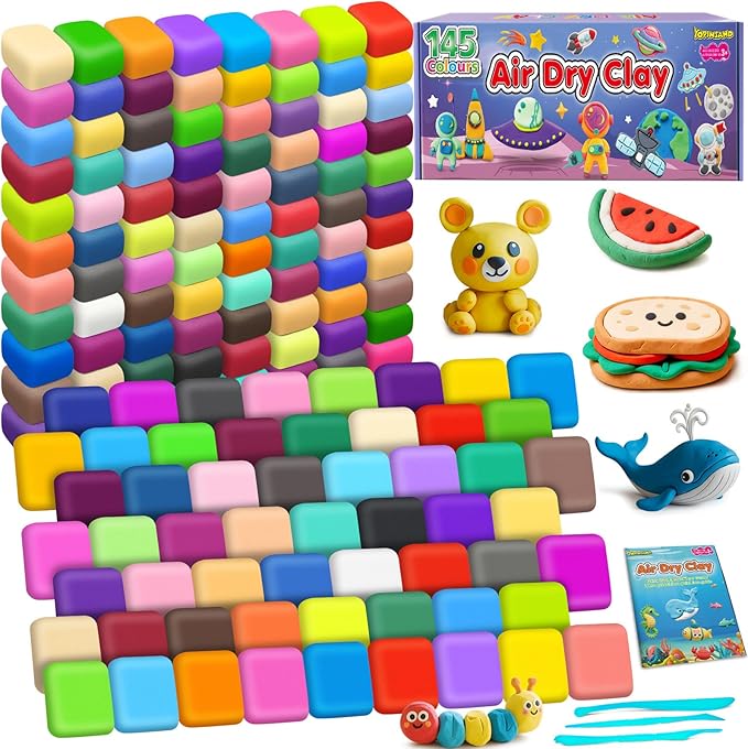 Air Dry Clay 145 Colors, Modeling Clay for Kids, DIY Molding Magic Toy with Tools, Gift for Kids Boys Girls