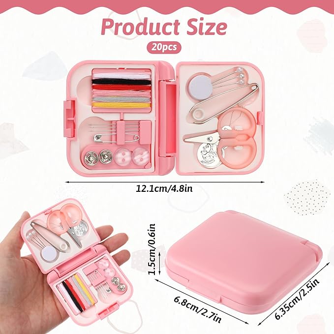 Exclaith 20 Pack Mini Travel Sewing Set Portable Sewing Kit Emergency Sewings Kit Travel Small with Threads Scissors Needles for Women, Mom, Traveler, Adults, Beginner
