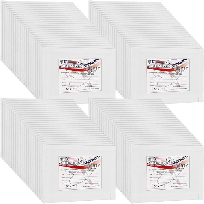 US Art Supply 5 X 7 inch Professional Artist Quality Acid Free Canvas Panels 96 Pack (1 Full Case of 96 Single Canvas Panels)