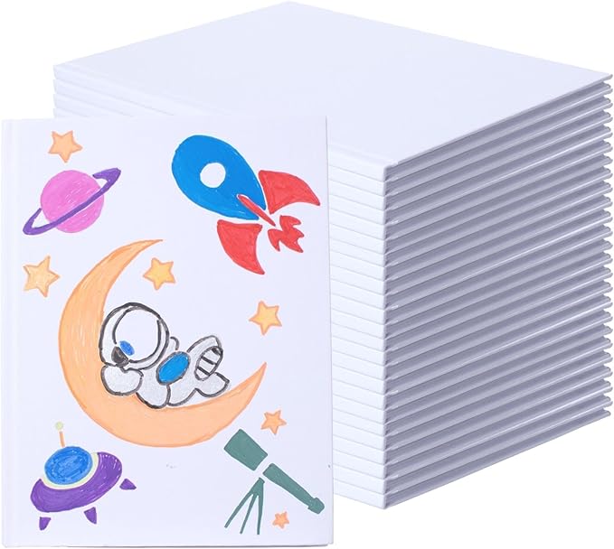 24 Pack Hardcover Blank Book,6x8 Inch Unlined Sketchbook Journal - 18 Sheets/36 Pages Each, Bulk Pack of White Hardcover Blank Books for Writing, Drawing Make Your Own Book, Multi-Purpose for Students & Adults