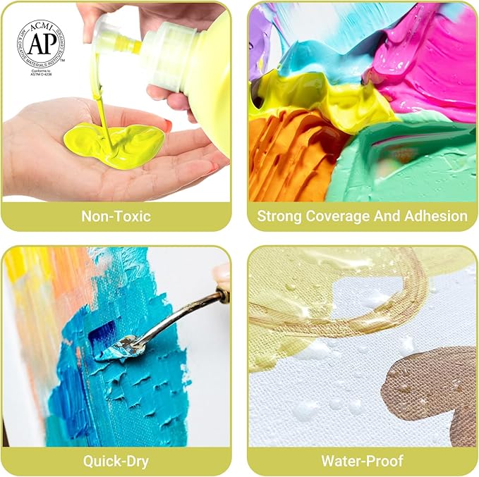 Falling in Art Lemon Yellow Acrylic Paint, Large 67.6Oz Premium Pouring Acrylic Paint, Perfect for Canvas, Wood, Ceramic, and More