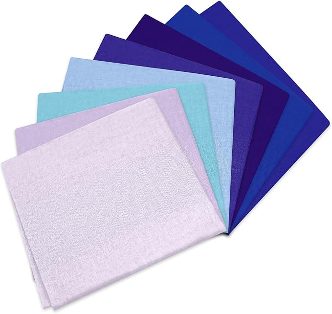 18 * 21inch Cotton Fabric Premium, Solid Precut Fabric Pure Quilting Fat Quarter Bundles Patchwork for Sewing DIY Craft (Blue Purple, 8PCS)