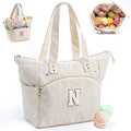 Initial Personalized Crochet Bag Tote - Corduroy Yarn Storage - Yarn Holder & Organizer for Crochet Hooks, Accessories & Projects